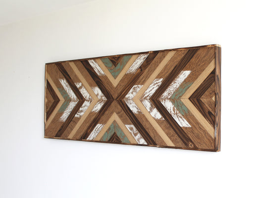 Art mural géométrique | chêne & sapin brûlé